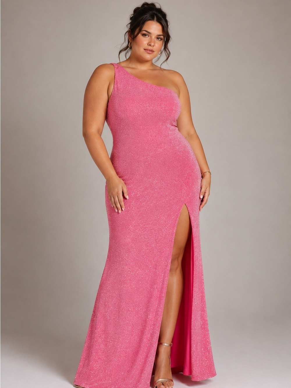Mac Duggal 26990 Pink Sequin One Shoulder Cowl Back Gown 12 NWT